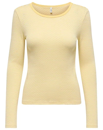 Only - ONLMadison O-Neck Top - Cloud Dancer/Vivi Sunlight